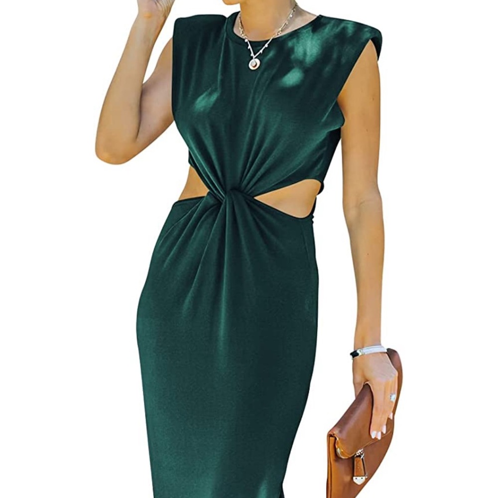 Dark Green Cut-Out Dress